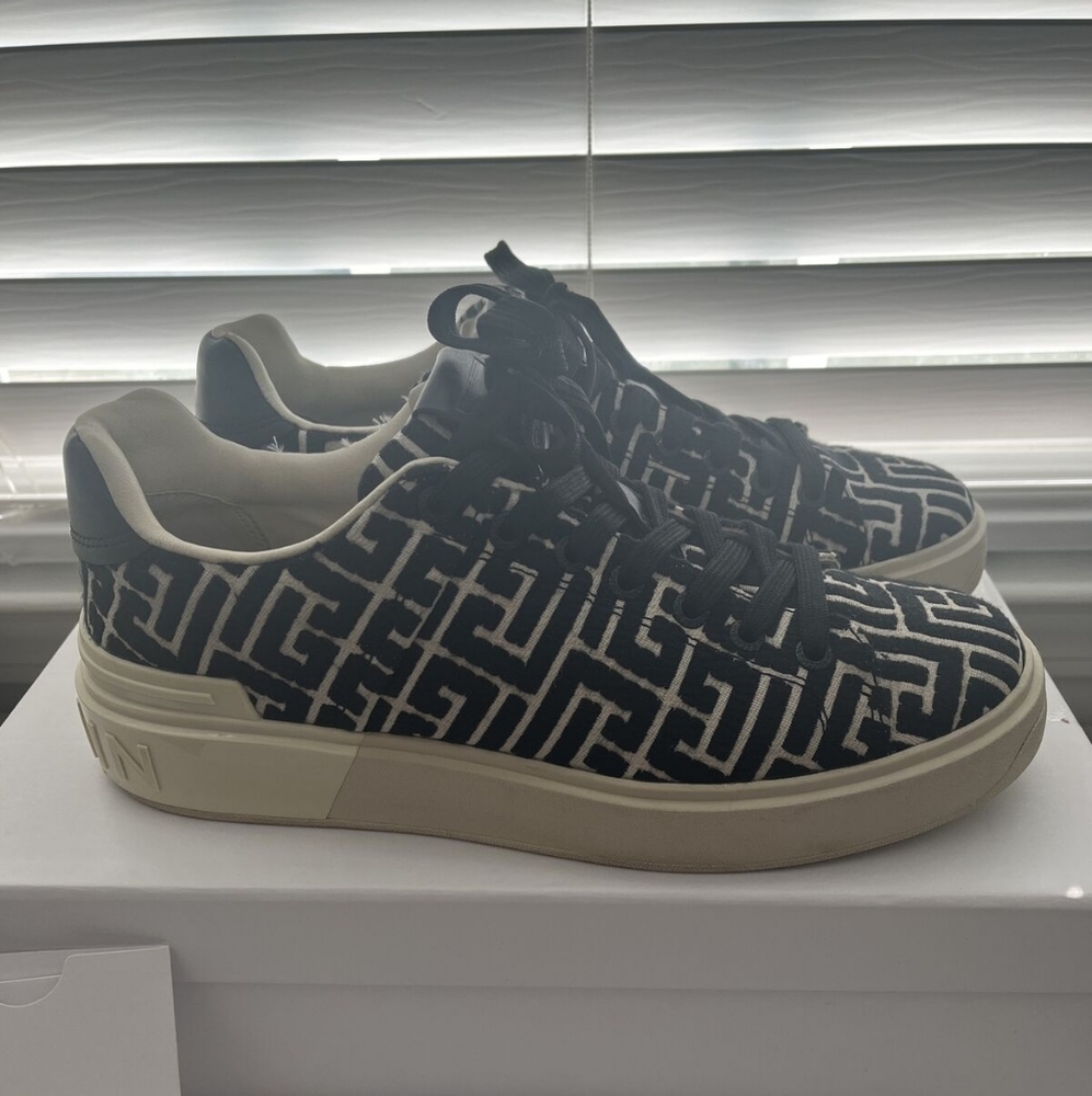 Balmain Men's Black B Court Monogram Sneaker Shoes Size EU 41 US 11